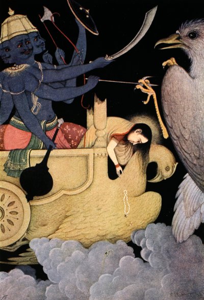 Ravana fighting with Jatayu by K Venkatappa