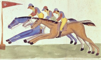 Horse Racing in Bengal by Kalighat School