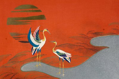 Birds at Sunset on Lake by Kamisaka Sekka