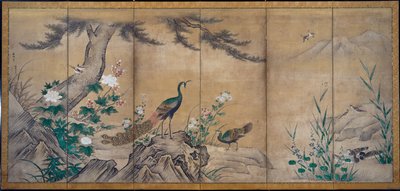 Birds, Trees, and Flowers, late 1500s by Kano Mitsunobu