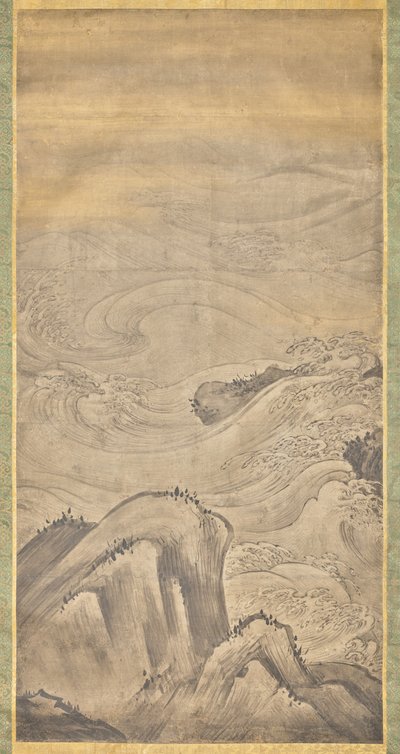 Rocks and Waves by Kano Motonobu