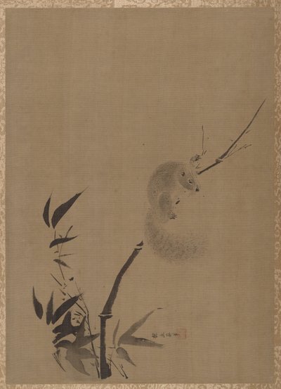 Squirrel on Bamboo, ca. 1650 by Kanō Tan’yū