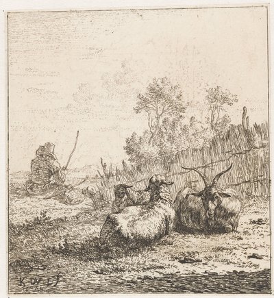 Goat and Two Sheep (Animals) by Karel Du Jardin