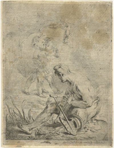 River God Watching Two Putti by Karel Ykens (II)