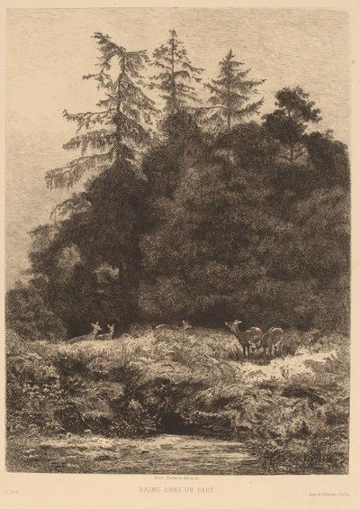 Deer in a Park by Karl Bodmer