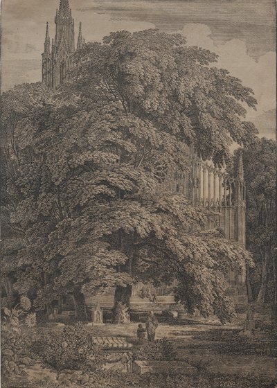 Gothic Church among Oaks by Karl Friedrich Schinkel