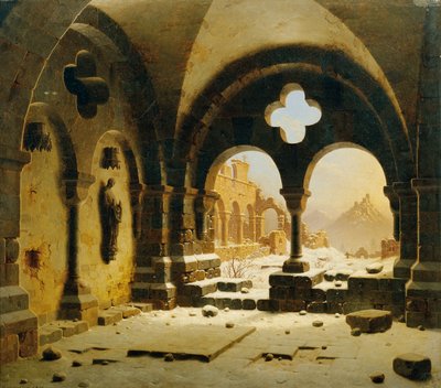 Monastery Ruins in Winter by Carl Georg Adolph Hasenpflug