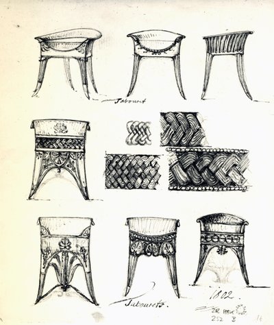 Designs for tabourets by Karl Haller von Hallerstein