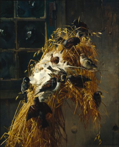 Christmas Sheaf with Birds by Karl K. Uchermann