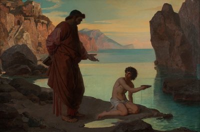 St. Augustine with Boys by the Sea by Karl Schönbrunner