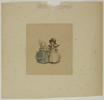Two Little Girls in Fur-Trimmed Coats by Kate Greenaway