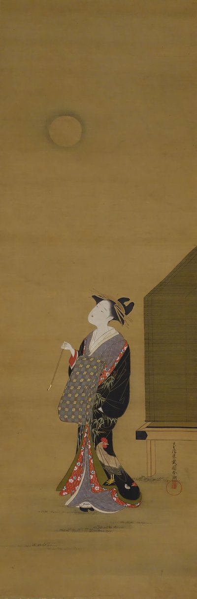 Beauty Looking at the Moon by Katsukawa Shuncho