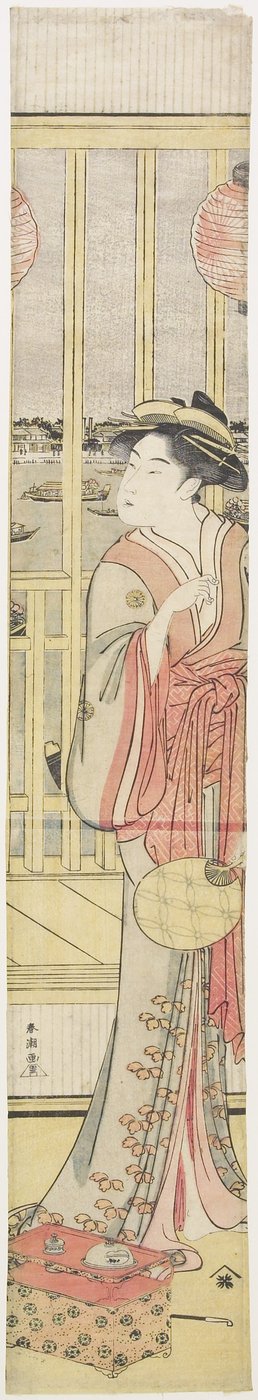 Courtesan Hanao_gi Cooling Herself by Katsukawa Shuncho