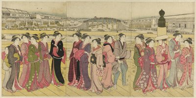 Crossing Nihonbashi Bridge by Katsukawa Shuncho
