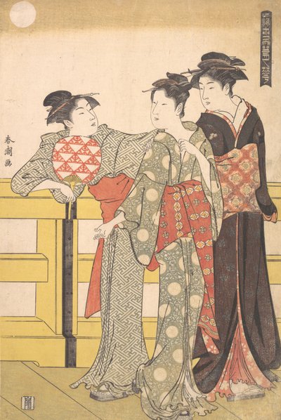 Three Women on a Bridge, ca. 1785 by Katsukawa Shuncho