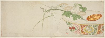 Plants, Porcelain Bowl, and Glass Goblet by Katsukawa Shunsho