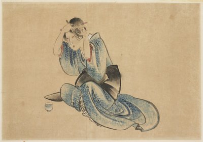 Seated Lady at her Toilette by Katsushika (school of) Hokusai