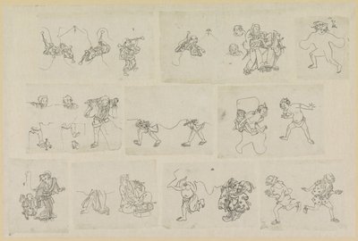 Eleven Different Representations of People by Katsushika Hokusai (possibly)