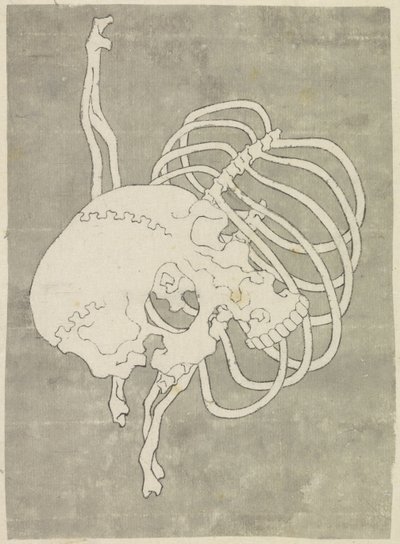 Skull and Ribcage by Katsushika Hokusai (possibly)