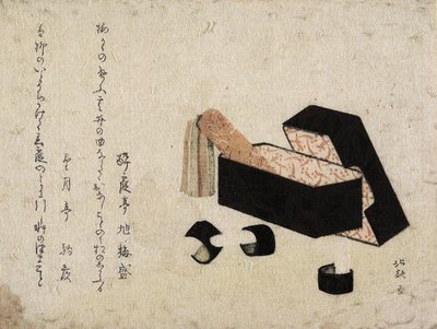 Black Lacquer Box with Koto Strikers by Katsushika Hokusai