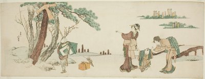 Boy Releasing a Kite by Katsushika Hokusai