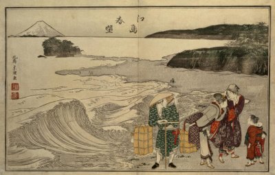 Women on the Beach of Enoshima by Katsushika Hokusai