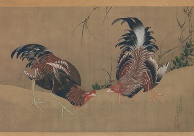 Gamecocks by Katsushika Hokusai