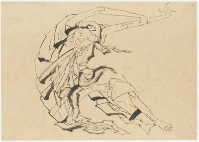 Long-armed Man Stretching by Katsushika Hokusai