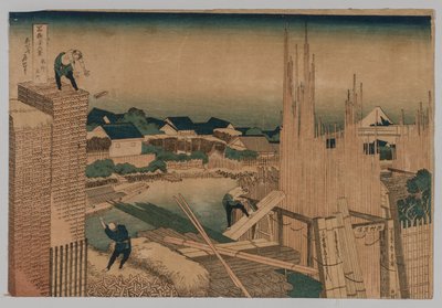 Lumber Yard by Katsushika Hokusai