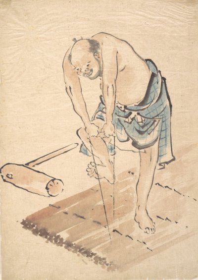 Man on a Raft by Katsushika Hokusai