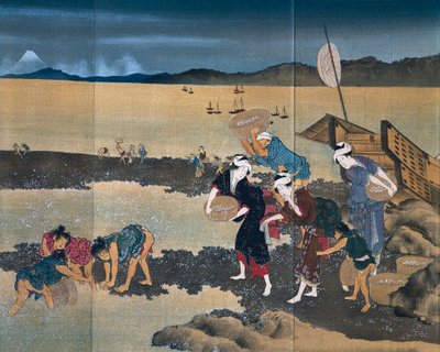 Mussel Fishing by Katsushika Hokusai