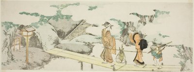 On the Footbridge by Katsushika Hokusai