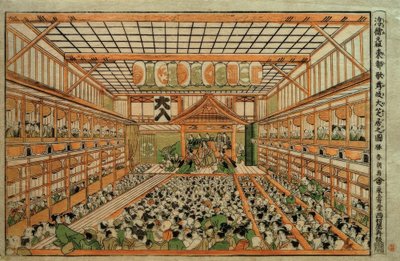 Original Perspective View of the Great Kabuki Theater in Edo by Katsushika Hokusai