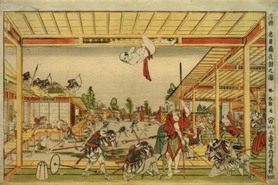 Perspective View of the Night Attack of the 47 Loyal Retainers by Katsushika Hokusai
