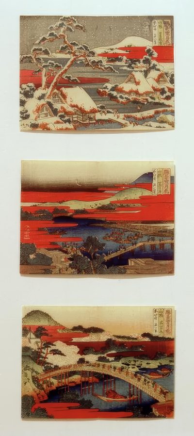 Snow, Moon, and Flowers in Beautiful Landscapes by Katsushika Hokusai