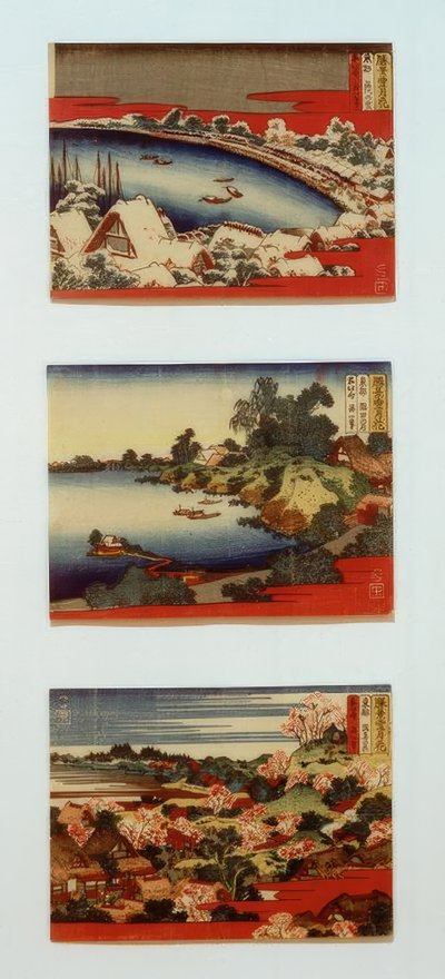 Snow, Moon, and Flowers in Beautiful Landscapes by Katsushika Hokusai