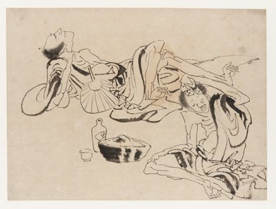 Summer sake sippers by Katsushika Hokusai