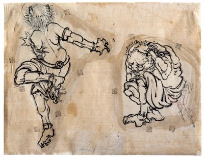 Two Oni Demons, 1830-1839 by Katsushika Hokusai