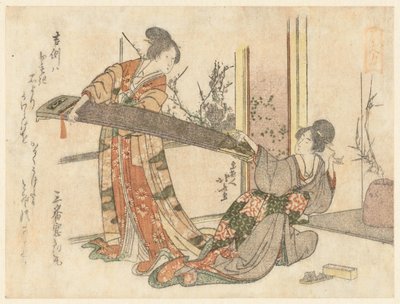 Two Women with a Koto by Katsushika Hokusai