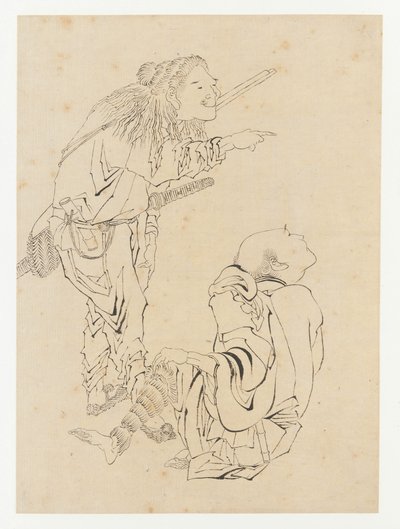 Two hunters by Katsushika Hokusai