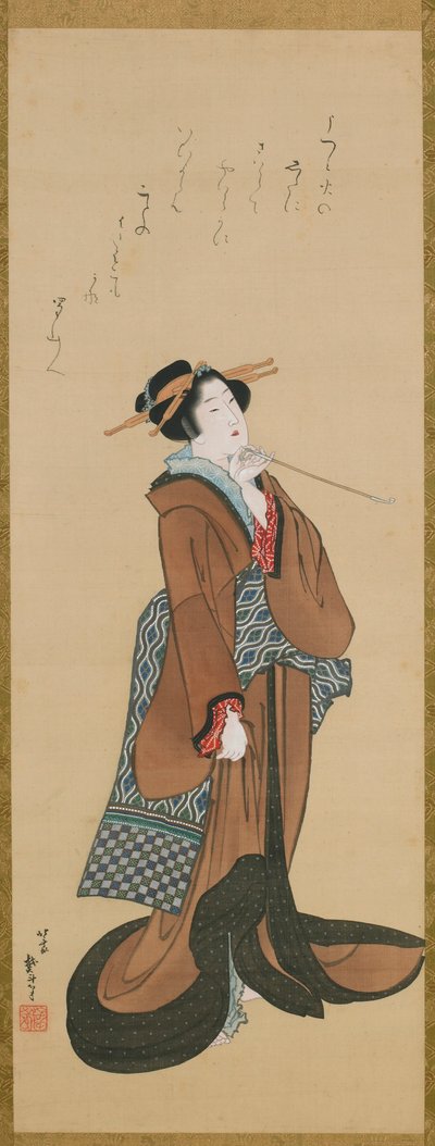 Woman Holding a Tobacco Pipe by Katsushika Hokusai