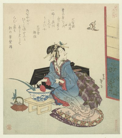 Geisha Looking up at a Cuckoo by Katsushika Taito II