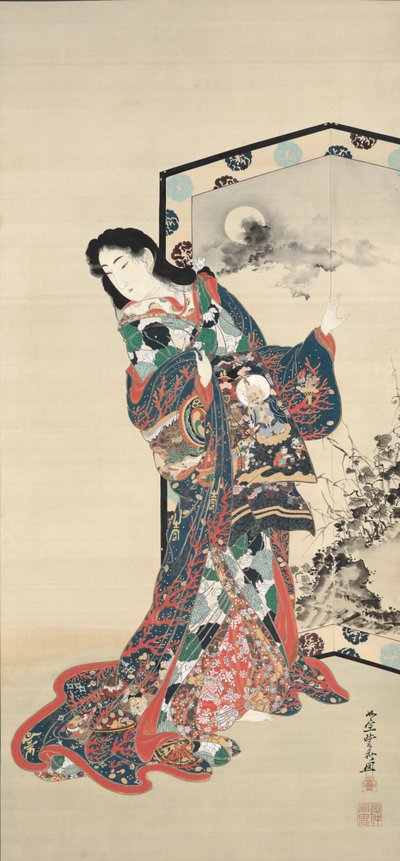 Beauty Before a Screen by Kawanabe Kyosai