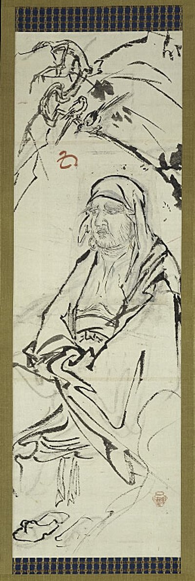 Daruma (Bodhidharma), one of six sketches by Kawanabe Kyosai