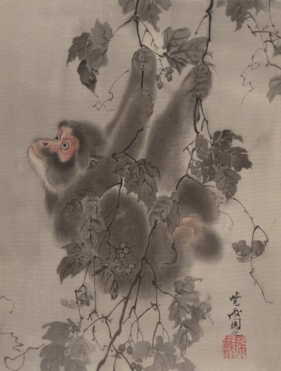 Monkey Hanging from Grapevines by Kawanabe Kyosai