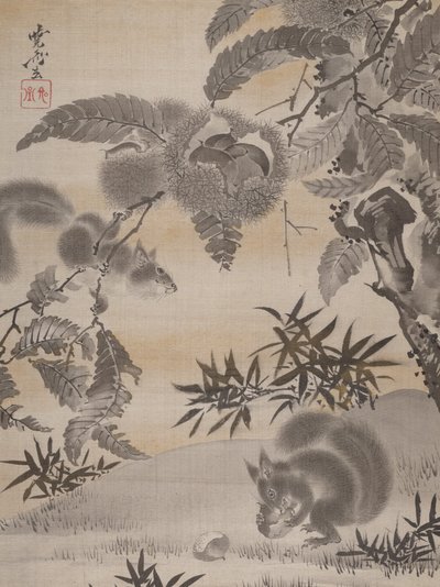 Squirrels Gathering Chestnuts by Kawanabe Kyosai