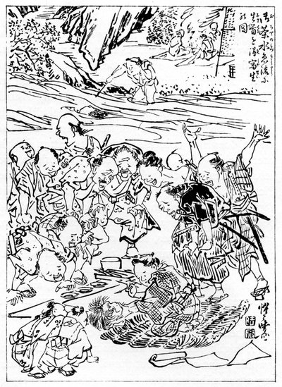 Young Kyôsai Sketching the Severed Head, 1898 by Kawanabe Kyosai