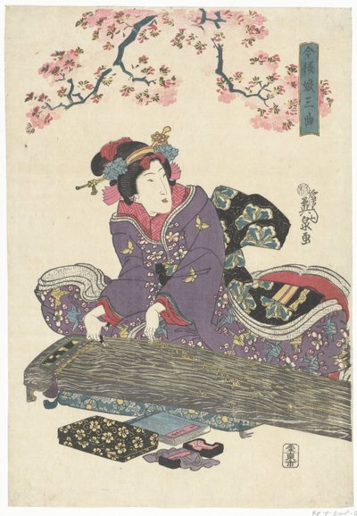 Bijin with Koto by Keisai Eisen