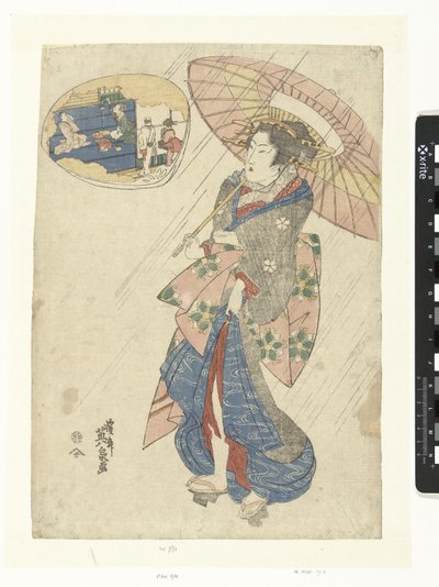 Courtesan in the Rain by Keisai Eisen