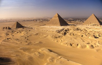 Pyramids at Giza; Khafre; Khufu; Menkaure, Giza; Egypt by Kenneth Garrett